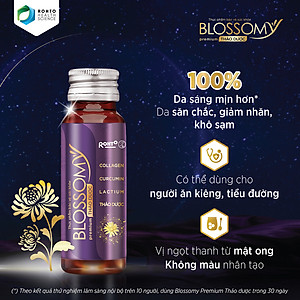 Nước uống collagen thảo dược giúp đẹp da, hỗ trợ ngủ ngon Blossomy Premium lốc 03 chai x 50ml