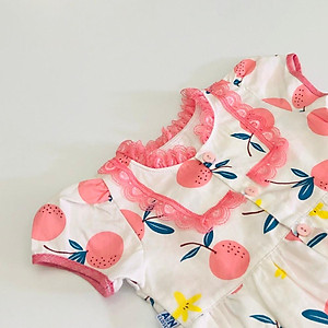 Đầm bé gái họa tiết Đào hồng cotton - AICDBGQ3RPSH - AIN Closet