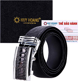 Thắt Lưng Nam Da Đà Điểu Bản Lớn Huy Hoàng HT4417 - Đen