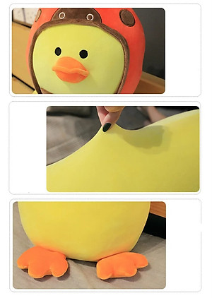 Gấu bông con vịt vàng dễ thương - Size từ 70cm đến 1m3 - Quà tặng gấu bông vịt đội nón bảo hiểm cute.