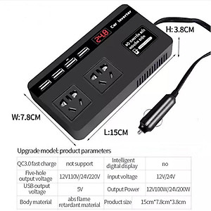 Bộ Chuyển Đổi Nguồn Điện 12V- 24V Sang 220V-200W Cho xe Ô Tô , Xe Hơi Công Suất Tối Đa 150W