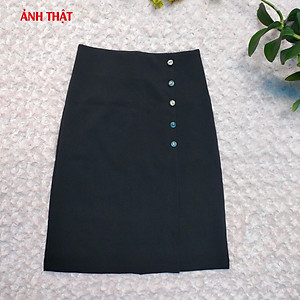 Chân Váy Công Sở New Design Dáng Chữ A Dài Qua Gối Hàng Thiết Kế Cao Cấp Chất Vải Tốt, Co Giãn Màu Đen CV0068