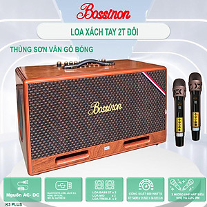 Loa karaoke xách tay K3 PLus Thương hiệu Bossinon công suất 600W-Thùng loa sơn vân gỗ phủ bóng chống trầy, 6 dường tiếng - HÀNG CHÍNH HÃNG