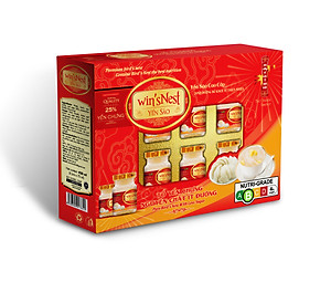 Yến sào wins'Nest tổ yến chưng nguyên chất ít đường 25% hộp 6 lọ 