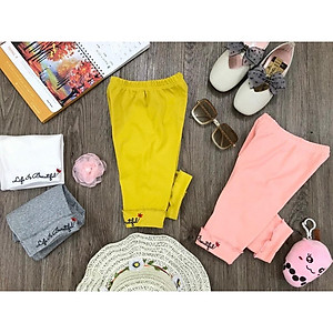 Quần thun leggings đùi cho bé gái đi chơi đi học size 10-30kg chất cotton co giãn chuẩn form