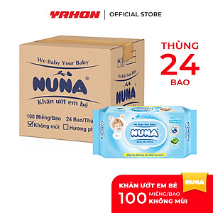 Thùng Khăn Ướt Em Bé NUNA Không Mùi 100 Miếng/Bao 24 Bao/Thùng