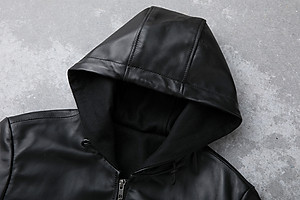 Áo khoác da nam có nón chống thấm nước SITAKI cao cấp AD29