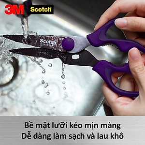 Kéo nhà bếp Scotch 3M tay cầm màu tím cao cấp có thể tháo rời, lưỡi kéo sắc bén, chống gỉ sét, kháng khuẩn KS-DT, Purple