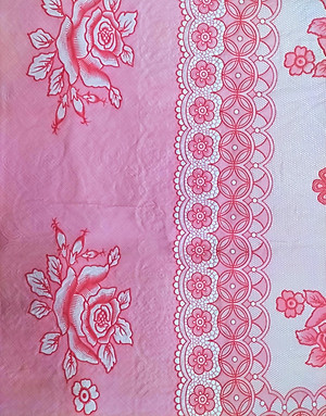 Khăn trải bàn PAULEE - 856B (150cm x 228 cm) hoa văn hồng - không thấm nước