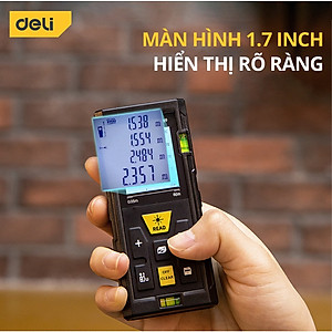 Máy Đo Khoảng Cách Laser Deli Chính Hãng Loại 40m - 120m Đa Năng - Dễ Dàng Sử Dụng Từ Xa - EDL4168