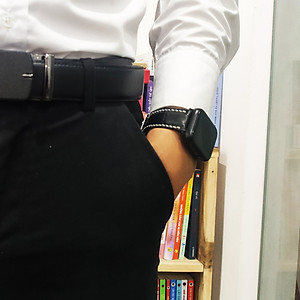 Dây đồng hồ dành cho AW da cá sấu đốt tre D108 - Da thật khâu tay thủ công cao cấp