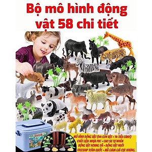 Bộ đồ chơi trẻ em mô hình động vật 58 chi tiết thú rừng hoang dã nhựa an toàn giúp bé nhận biết thế giới xung quanh
