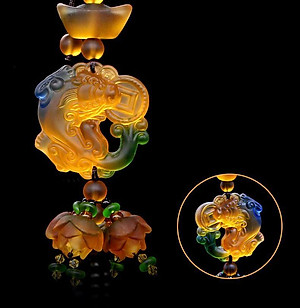 Khánh ngọc treo xe ô tô - Cá chép ngậm tiền phong thủy