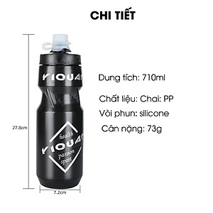 Bình nước xe đạp siêu nhẹ YQ-710 dung tích 710ml, chất liệu nhựa PP, tiện dụng cho xe đạp MTB và đường phố (không kèm giá đỡ bình nước xe đạp), để uống khi đạp xe ngoài trời - Mai Lee