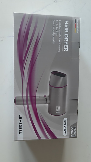 Lebenlang - Máy sấy tóc gấp gọn, 2 chiều nóng lạnh với công suất 2100W, chống xơ rối tóc, model LBH3088P - hàng chính hãng