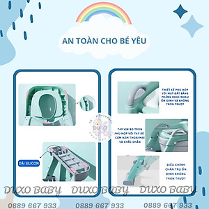 Nắp thu nhỏ bồn cầu cho bé, thang bô vệ sinh cho bé, bồn cầu cho bé, có thang và tay vịn chắc chắn, gấp mở gọn gàng Hàng Chính Hãng
