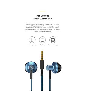 Tai Nghe Có Dây Baseus H19 Âm Thanh Trầm Nổi 6D 3.5 Mm, Tích Hợp Micro - Hàng nhập khẩu