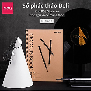 Sổ Vẽ Phác Thảo Deli 40 Trang - Gáy Lò Xo - Khổ Ngang A4/B5 - Giấy Định Lượng 100Gsm / 110Gsm - 7696 / 7697 / 73632