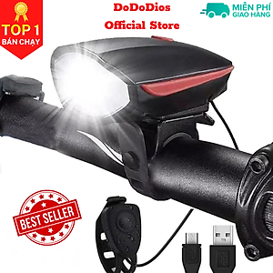 Đèn xe đạp - Đèn Pha xe đạp sử dụng pin AAA - Còi To - Chống Nước - Dễ dàng thay pin không cần chờ sạc - Pin Xanh Dương - Chính hãng DoDoDios