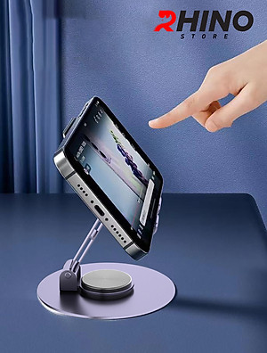 Kệ đỡ điện thoại 360° Rhino KP305, giá đỡ hợp kim nhôm cao cấp để bàn tiện lợi có thể gấp gọn - Hàng chính hãng