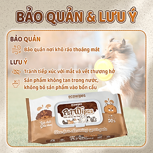 Khăn ướt vệ sinh thú cưng Pet Wipes gói 50 tờ mùi hương tự nhiên vừa làm sạch khử mùi cho chó mèo