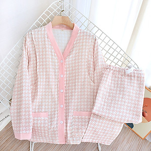 Đồ bộ bầu và sau sinh, Pijama cho con bú AZ44 chất liệu đũi xốp mặc hè thu và đông xuân