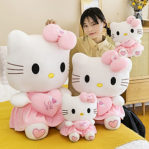 Gấu Bông Mèo Kitty Ôm Tim Siêu Dễ Thương (25cm--->60cm) Hàng Cao Cấp Loại 1 Chất Lượng Cao, An Toàn Cho Trẻ Nhỏ