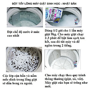 Bột tẩy rửa, khử khuẩn lồng máy giặt sinh học cực mạnh , không chứa Clo 750gr - Nội địa Nhật Bản