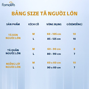 Tã quần người già FAMOLIFE Cao Cấp mềm mại, thấm hút, chuẩn chất lượng Châu Âu