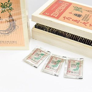Trà hồng sâm Hàn Quốc Okinsam Hộp gỗ 100 gói - Dạng bột giúp giải nhiệt, giảm mệt mỏi, tỉnh táo tinh thần