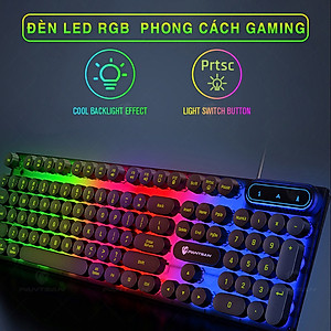 Bàn phím máy tính gaming giả cơ PANTSAN PK100 có dây nút tròn Led 7 màu cực đẹp - NTH - Hàng Nhập Khẩu
