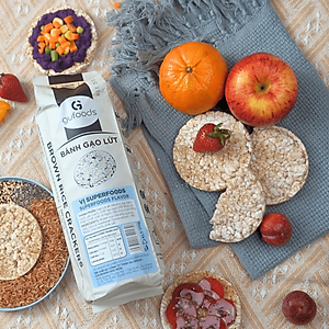 Bánh gạo lứt GUfoods (510g) - Không chiên dầu, Không đường, Từ gạo và ngũ cốc nguyên hạt, Lành mạnh, Phù hợp Eat clean, Ăn vặt healthy, Thực dưỡng, Tập gym, Thuần chay, Đa dạng hương vị