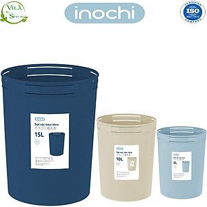 Thùng Đựng Rác, Giỏ Rác - Sọt Rác Tròn Hiro 5L-10L-15L Inochi Có Cài Túi Rác Đa Năng Tiện Lợi
