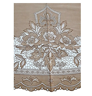 KHĂN TRẢI BÀN PAULEE FY116 TRÒN - ĐƯỜNG KÍNH 178 CM- HOA VĂN - MÀU NÂU -  KHÔNG THẤM NƯỚC.