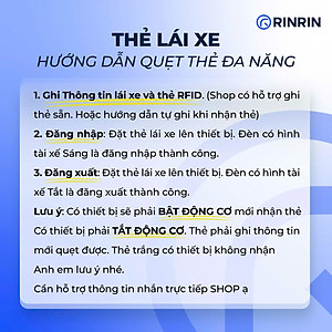 Thẻ lái xe đa năng RFID. Quẹt được tất cả hãng hộp đen. Shop có tích hợp sẵn cho tài xế, hoặc hướng dẫn tích hợp tại nhà