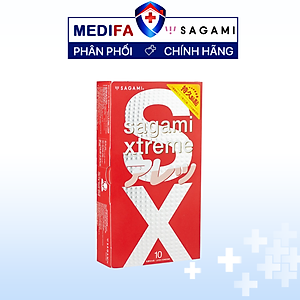 Bao Cao Su Gai Kéo Dài Thời Gian Của Nhật Bản Sagami Xtreme Feel Long (Hộp 10 Chiếc) Không Mùi Cao Su  - Tặng 1 Chiếc BCS Power Men - Che Tên Sản Phẩm