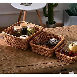 Khay mây Guột ONGTRE hình Tròn, Chữ Nhật đựng đồ ăn,trà bánh decor, chụp ảnh (nhiều Size)