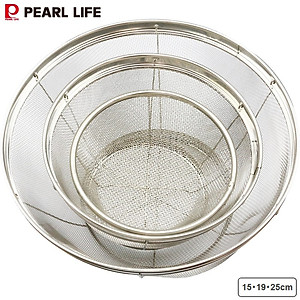 Set 03 chiếc rổ inox không gỉ Lara Shine (Ф15/Ф19/Ф25cm) - Hàng nội địa Nhật Bản