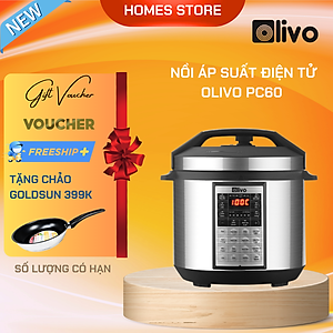 Nồi Áp Suất Điện Olivo PC60 Ruột Inox 6L Thương Hiệu Mỹ Gồm 16 Chức Năng Công Suất 1000 W - Hàng Chính Hãng