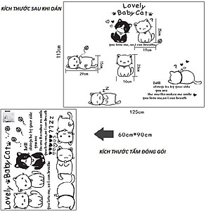 Decal dán tường mèo con dễ thương AmyShop DKN044 (110x125cm)