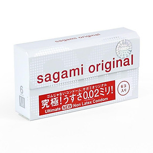 Bao cao su Sagami 002 - Siêu mỏng - Non Latex - Hộp 6 chiếc