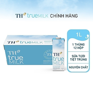 Thùng 12 hộp sữa tươi tiệt trùng TH True Milk  nguyên chất 1 Lít