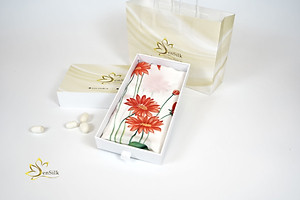 Khăn Lụa Vẽ Tay Hoa Đồng Tiền SenSilk  – Quà Tặng Doanh Nghiệp - Silk Painting Scaves 100% Silk made in Vietnam 160x55cm