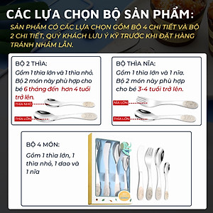 Bộ dao thìa nĩa tập ăn cho bé DandiHome inox 304 cao cấp - Có các lựa chọn