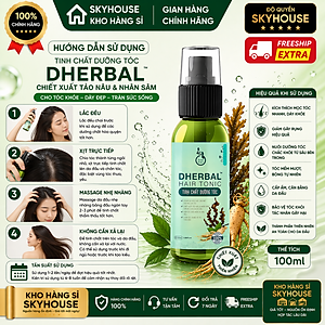 Tinh chất dưỡng tóc thảo dược thiên nhiên chiết xuất tảo nâu nhân sâm độc quyền DHERBAL chai 100ml tinh chất mọc tóc chính hãng