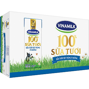 Thùng 48 Hộp Sữa Tươi Tiệt Trùng Vinamilk 100% Ít Đường (180ml)