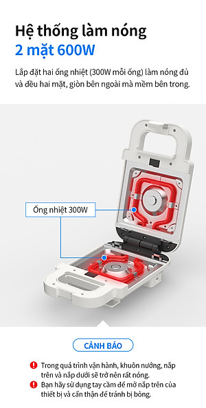 Máy kẹp nướng bánh LocknLock EJB126IVY (600W) - Hàng Chính Hãng