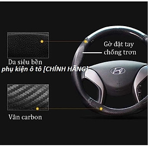 Bọc vô lăng carbon xe Hyundai I10, I20, I30, Accent, Santafe, Tucson, Kona, Getz, Avante, Elantra, Creta