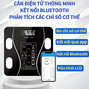 Cân Điện Tử Bluetooth Sạc USB, Cân Sức Khỏe Thông Minh Kết Nối App Đo Chỉ Số Cơ Thể Chính Xác - HÀNG CHÍNH HÃNG MINIIN