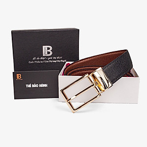 Thắt lưng nam, dây nịt nam da bò Saffiano 2 lớp Bụi Leather L109 - Khóa cài xoay 360 độ, dùng được cả 2 mặt - Bảo hành 12 tháng